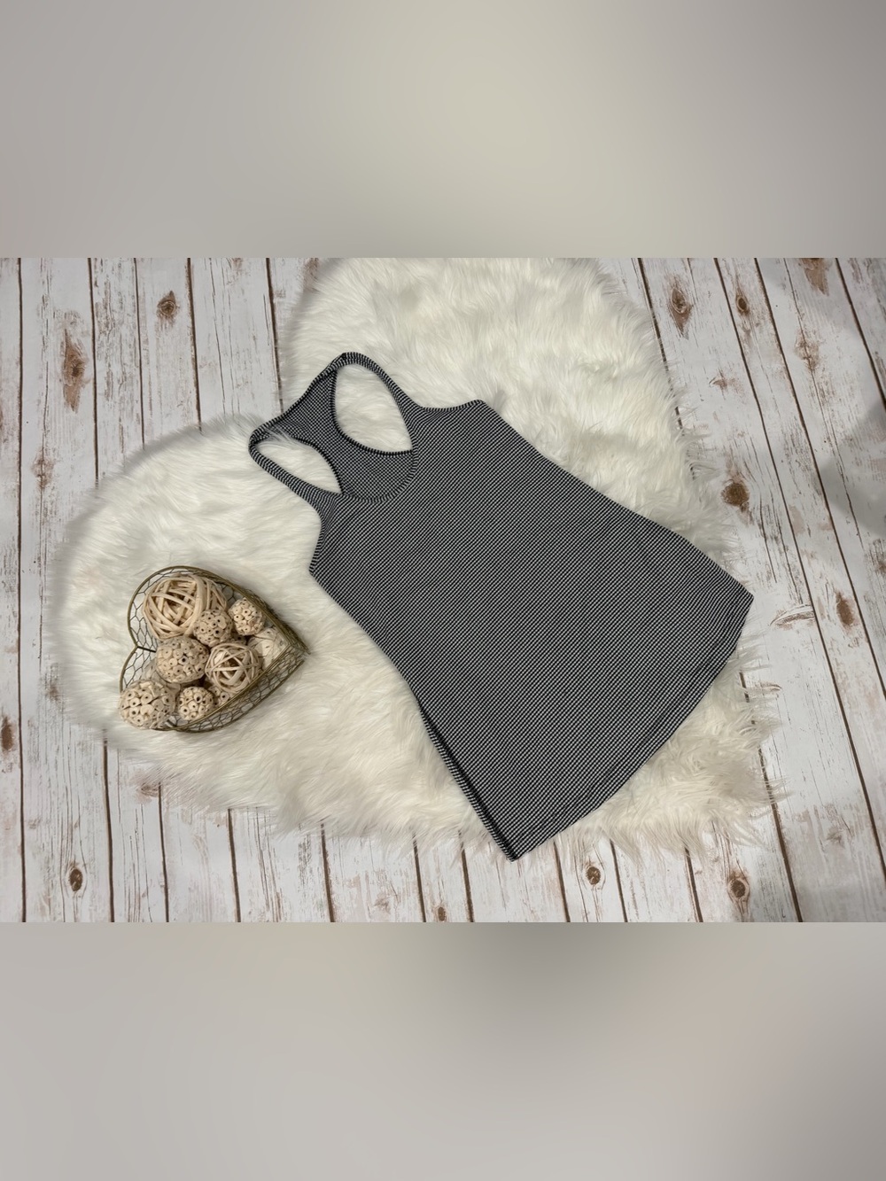 Lululemon Cool Racerback Tank Gingham Check Black White Size 4 Top